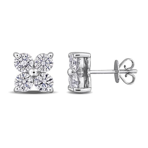 2.00 Carat (ctw VS1-VS2) Lab-Grown Diamond Floral Earrings 14K White Gold